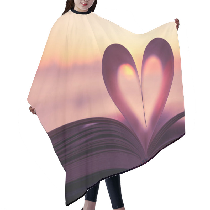 Personality  Heart From A Book Page Against A Beautiful Sunset.  Hair Cutting Cape