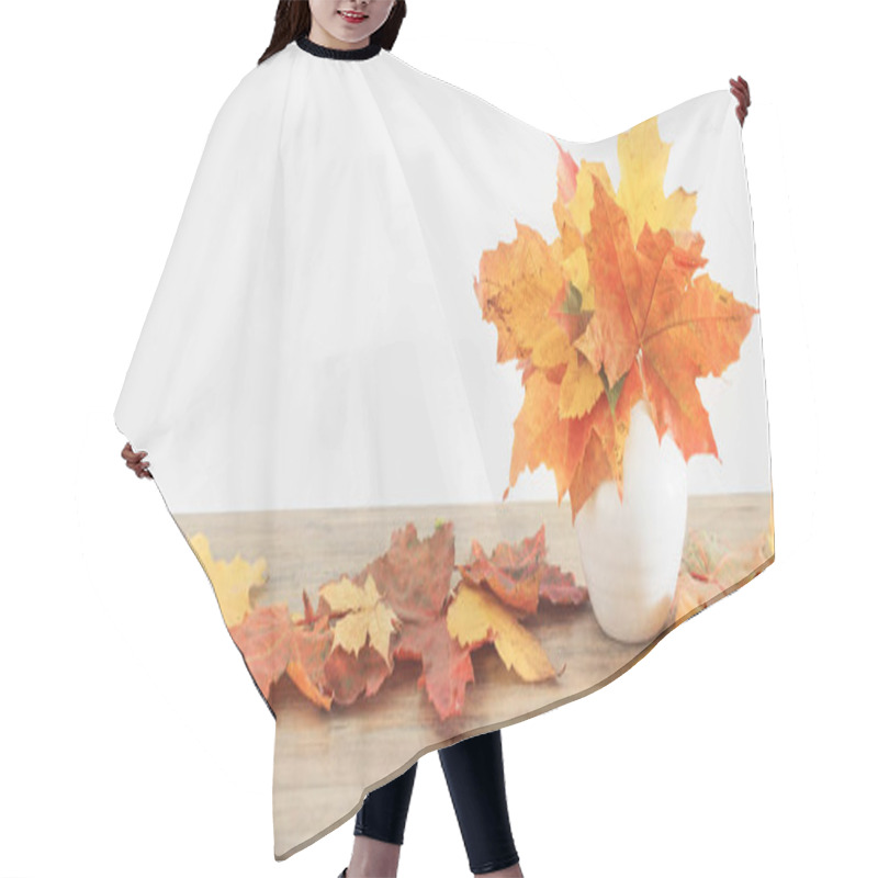 Personality  Autumnal Leaves In White Vase On White Background Hair Cutting Cape