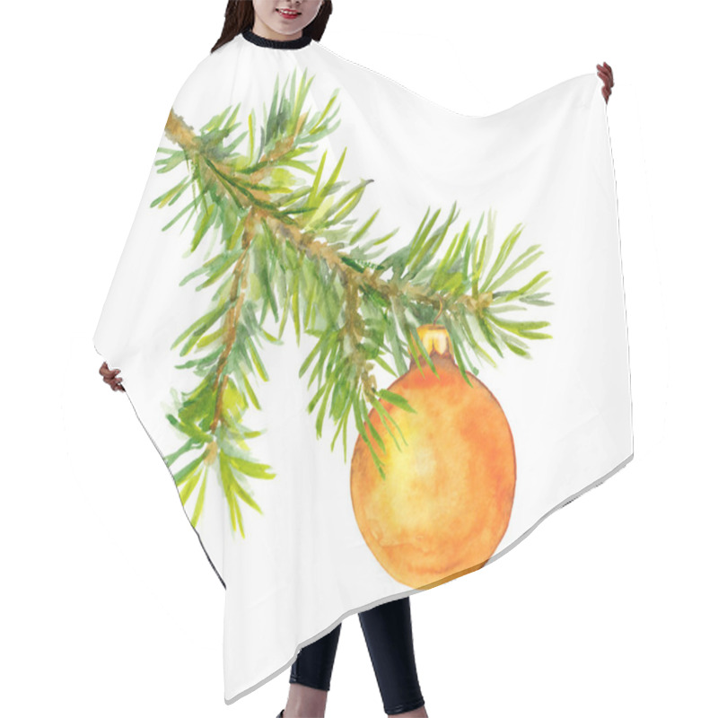 Personality  Gold Bauble On Christmas Tree Branch Hair Cutting Cape