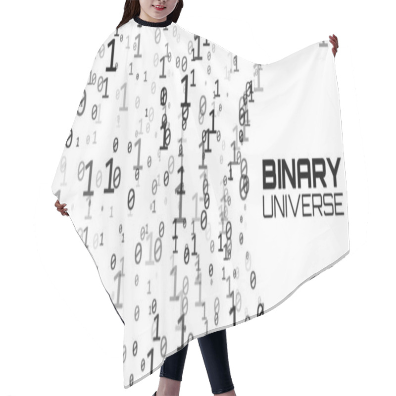 Personality  Vector Data Flow Visualization. Grayscale Big Data Flow As Binary Numbers Strings Twisted In Infinity Tunnel. Information Code Stream. Cryptographic Analysis. Bitcoin Blockchain Transfer. Hair Cutting Cape