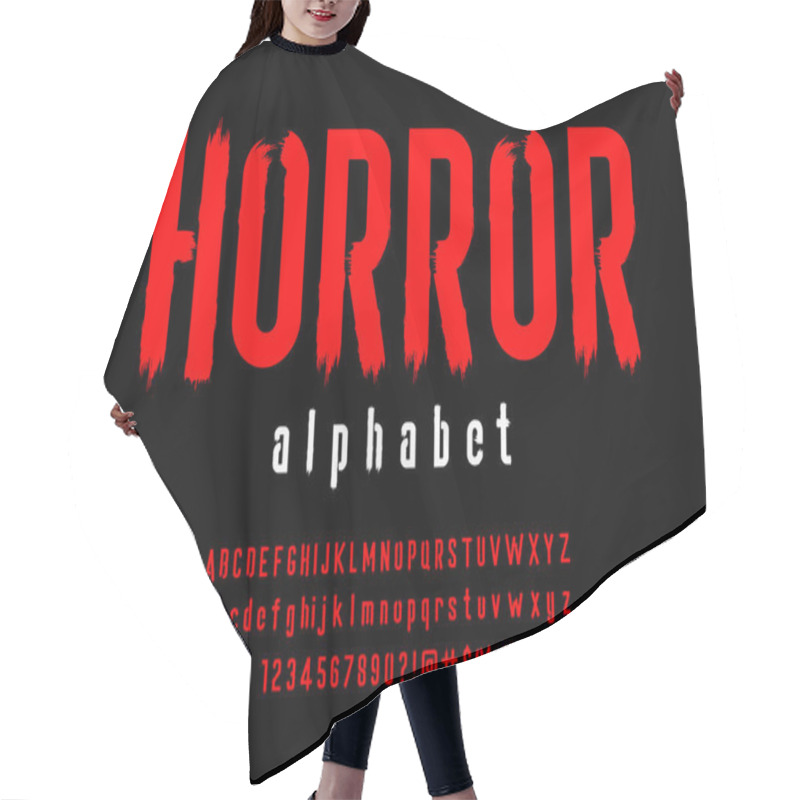 Personality  Vector Of Stylized Horror Alphabet Design With Uppercase, Lowercase, Numbers And Symbols Hair Cutting Cape