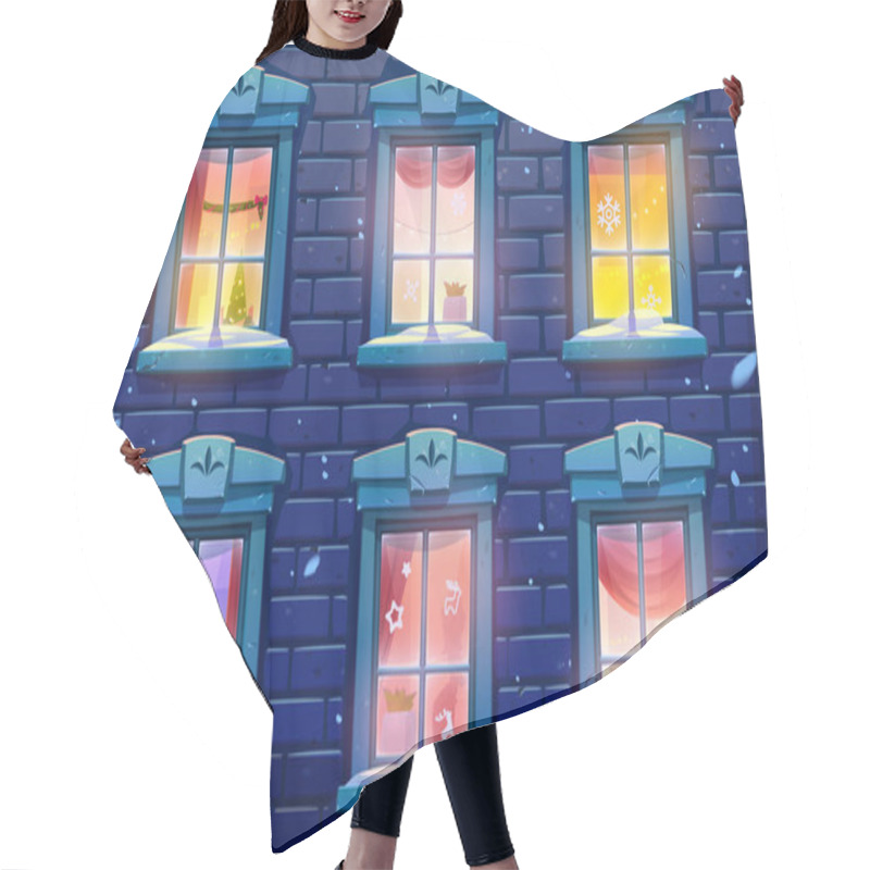 Personality  Night Windows With Christmas And New Year Decor Hair Cutting Cape