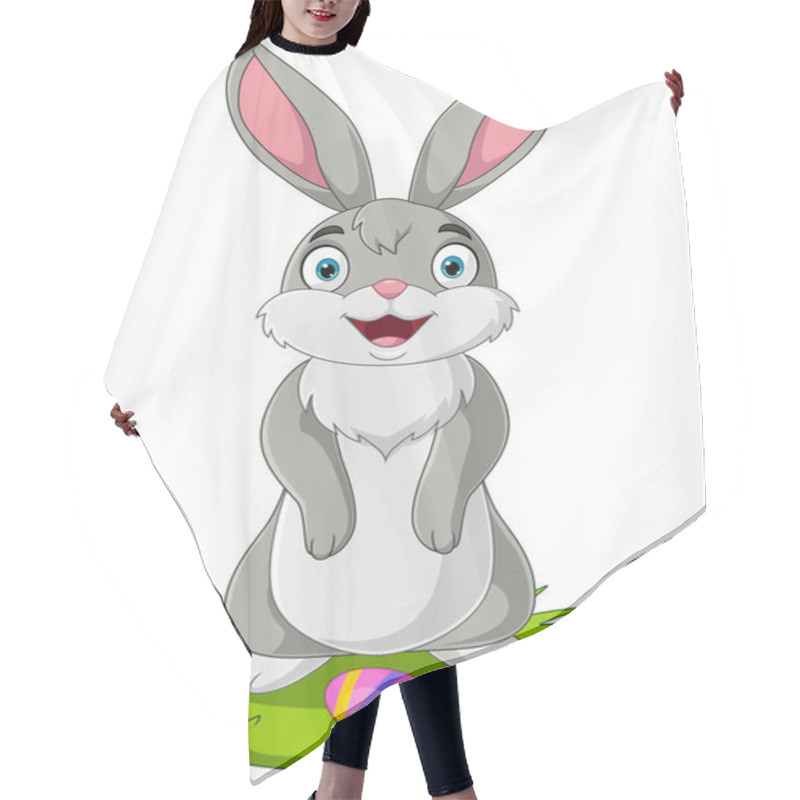 Personality  Vector Illustration Of Cute Little Bunny With Easter Egg In The Grass Hair Cutting Cape