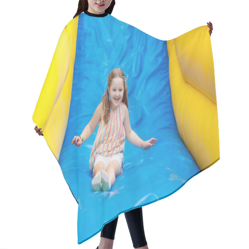 Personality  Child Jumping On Playground Trampoline. Kids Jump. Hair Cutting Cape