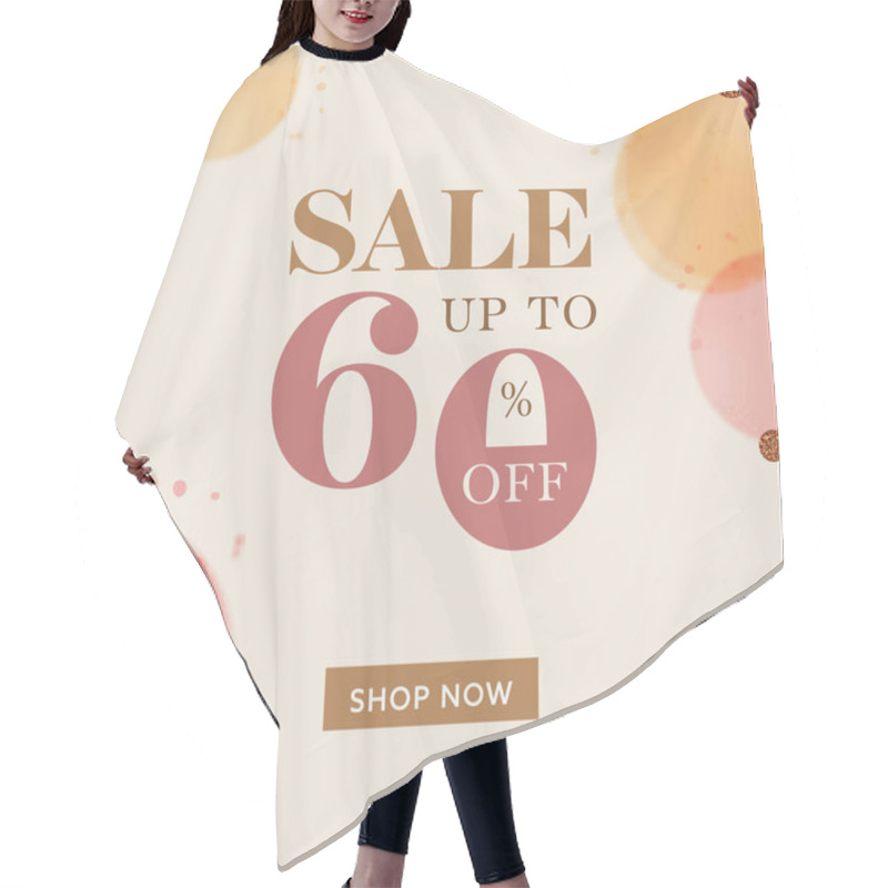 Personality  UP TO 60% Off For Sale Poster Or Template Design With Blurred Circles. Hair Cutting Cape