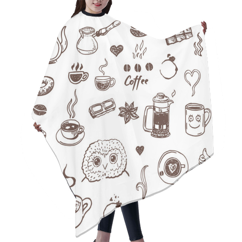 Personality  Hand Drawn Coffee Lover Set Hair Cutting Cape