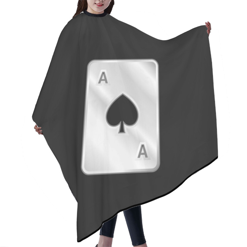 Personality  Ace Of Spades Silver Plated Metallic Icon Hair Cutting Cape