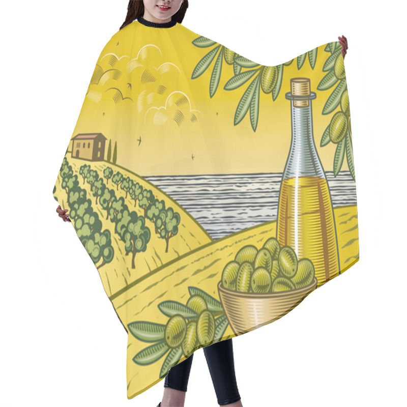 Personality  Olive Harvest Landscape Hair Cutting Cape