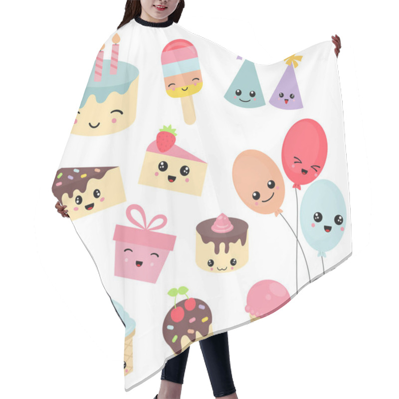 Personality  Happy Birthday Icons Set Hair Cutting Cape