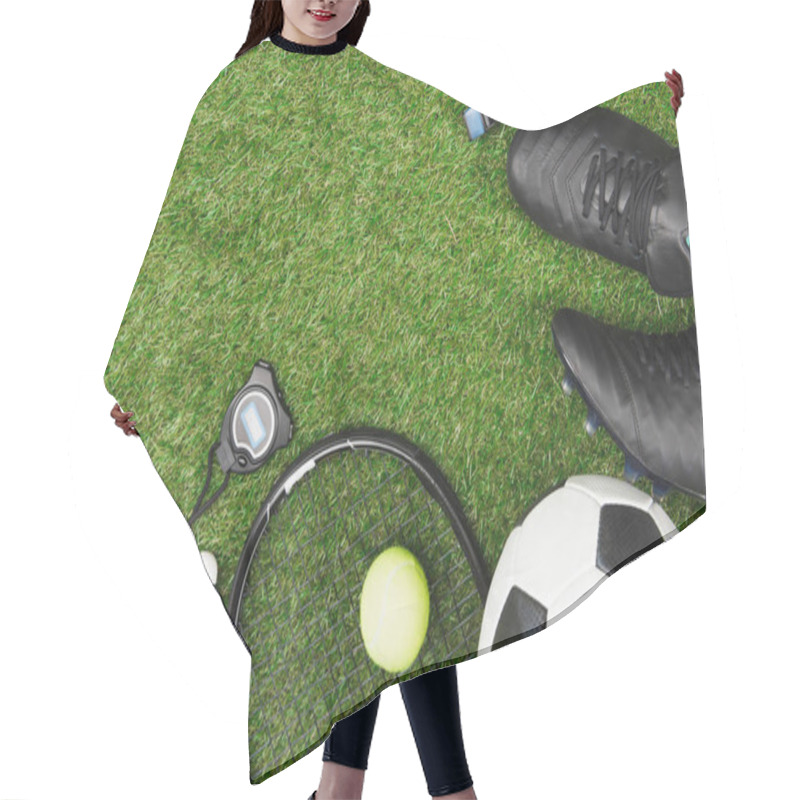 Personality  Sport Equipment On Grass  Hair Cutting Cape