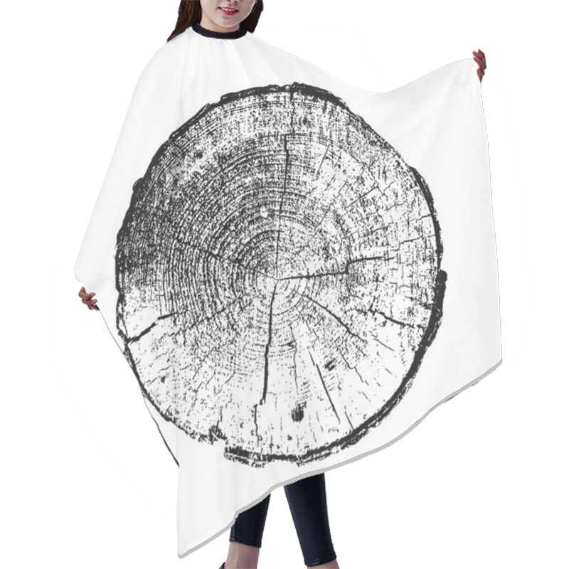 Personality  Tree Ring, Log, Wood Trunk. Black And White Hair Cutting Cape