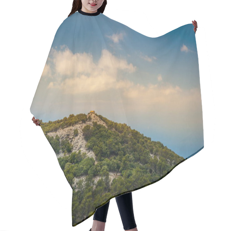 Personality  Beautiful Landscape With A Little House In Rocky Mountains Hair Cutting Cape