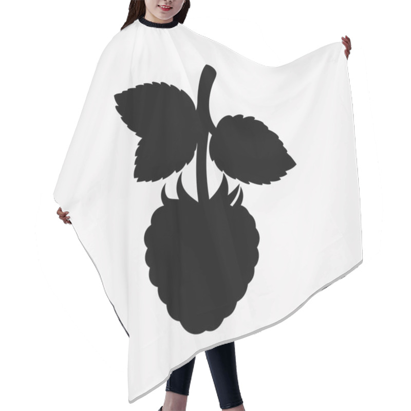 Personality  Monochromatic Raspberry Silhouette - Black And White Berry Illustration, Simple Fruit Design, Minimalist Raspberry Art Hair Cutting Cape