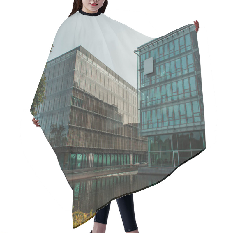 Personality  Glass Facades Of Buildings Near Canal And Blue Sky At Background, Copenhagen, Denmark  Hair Cutting Cape