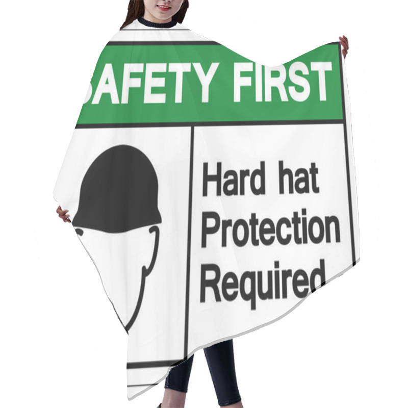 Personality  Safety First Hard Hat Protection Required Symbol Sign, Vector Illustration, Isolate On White Background Label. EPS10  Hair Cutting Cape