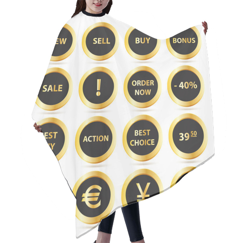 Personality  Golden Sale Buttons Set Hair Cutting Cape