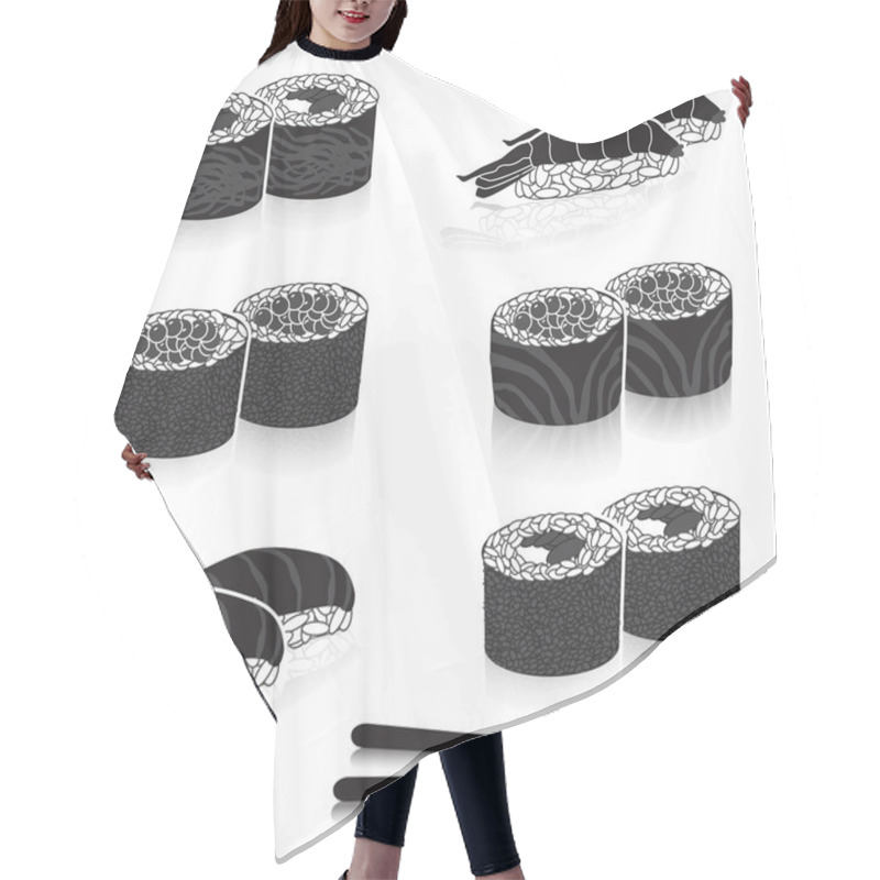 Personality  Japanese Cuisine Silhouette Sushi With Caviar And Fish Hair Cutting Cape