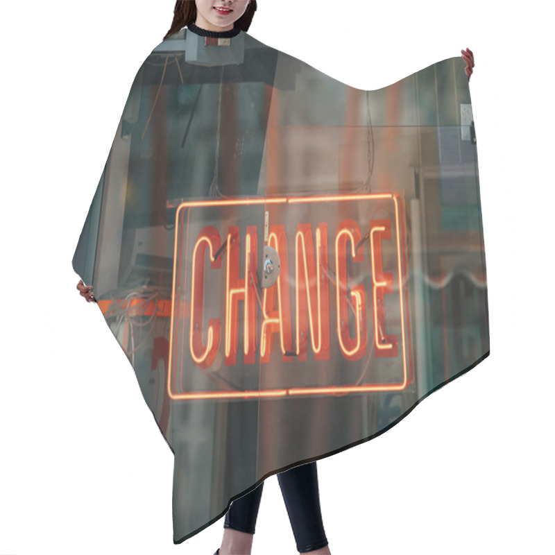 Personality  Neon Sign With Word Change Hair Cutting Cape