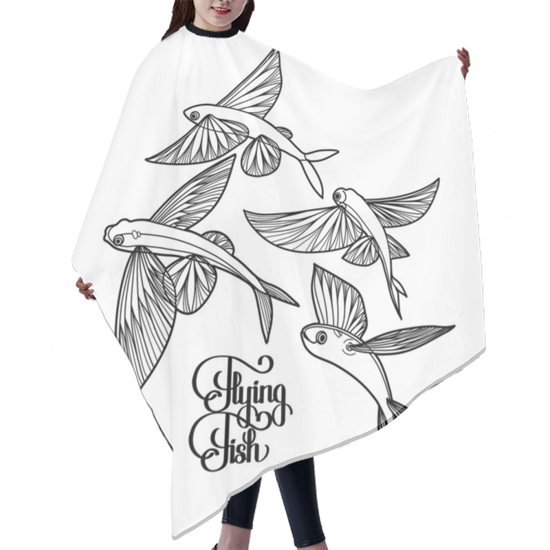 Personality  Graphic Flying Fish Collection Hair Cutting Cape