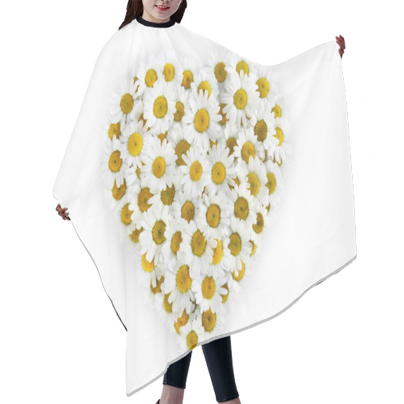 Personality  Heart Of Daisies Flower On White Background Hair Cutting Cape