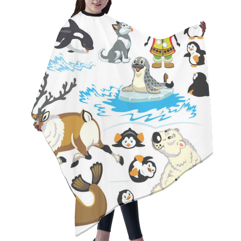 Personality  Set With Cartoon Arctic Hair Cutting Cape