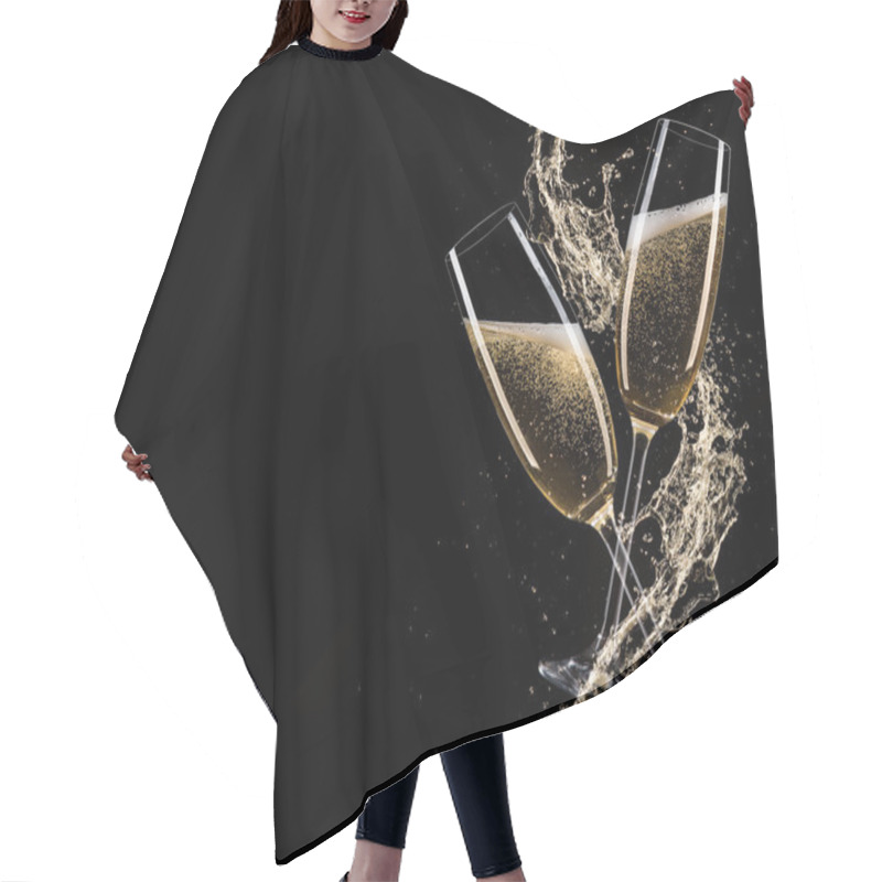 Personality  Glasses Of Champagne With Splash, Celebration Theme. Hair Cutting Cape