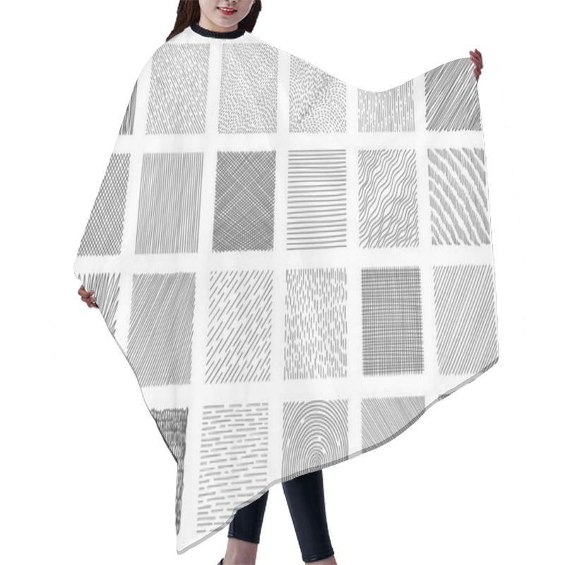 Personality  Hatching Squares. Doodle Geometric Frame With Crosshatch Scratches, Messy Monochrome Drawing Technic, Paper Draft Design. Vector Isolated Set Of Crosshatch Frame Geometric, Line Pencil Illustration Hair Cutting Cape