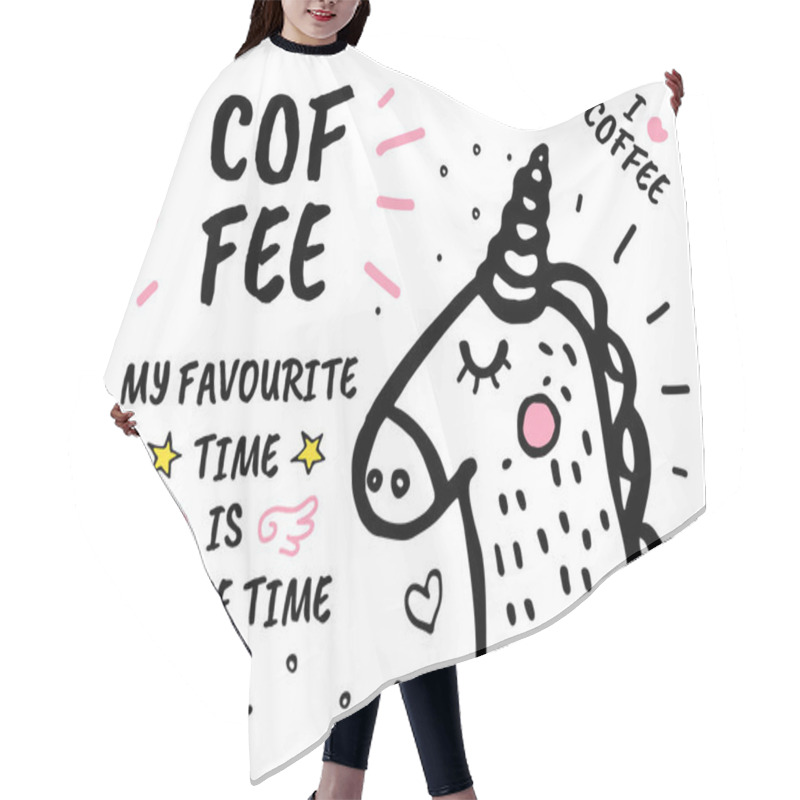 Personality  Coffee Time Is My Favourite Hand Drawn Doodles Hair Cutting Cape