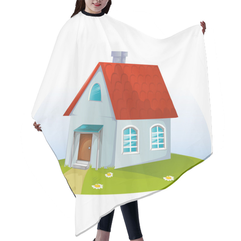 Personality  Cartoon House On White Background Hair Cutting Cape