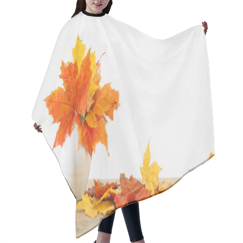 Personality  Autumnal Leaves In White Vase On White Background Hair Cutting Cape