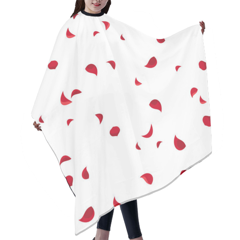 Personality  Vector Seamless Pattern With Red Rose Petals On White.  Hair Cutting Cape