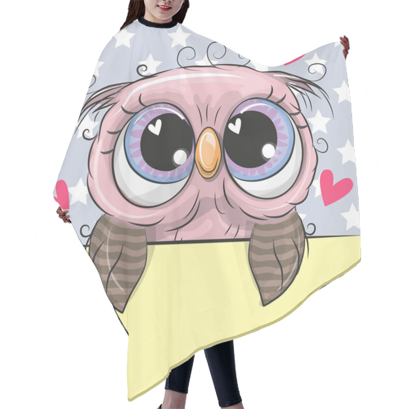 Personality  Greeting Card Cute Cartoon Owl Is Holding A Placard Hair Cutting Cape