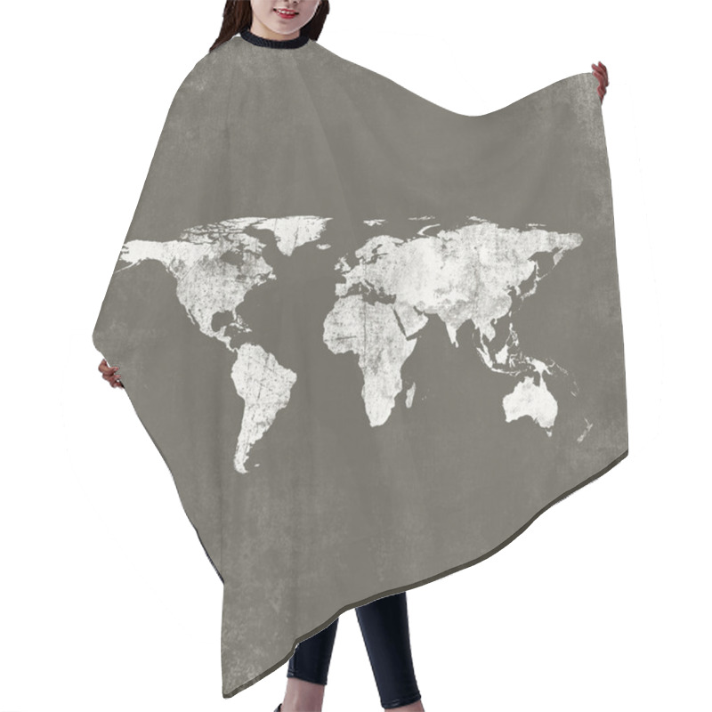 Personality  Grungy World Map Background Hair Cutting Cape