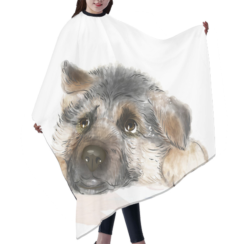 Personality  Portrait Of The German Shepherd Puppy Hair Cutting Cape