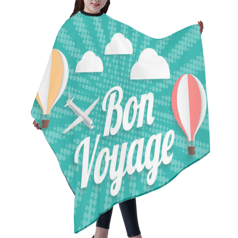 Personality  Hot Air Balloon Bon Voyage On Halftone Background Hair Cutting Cape