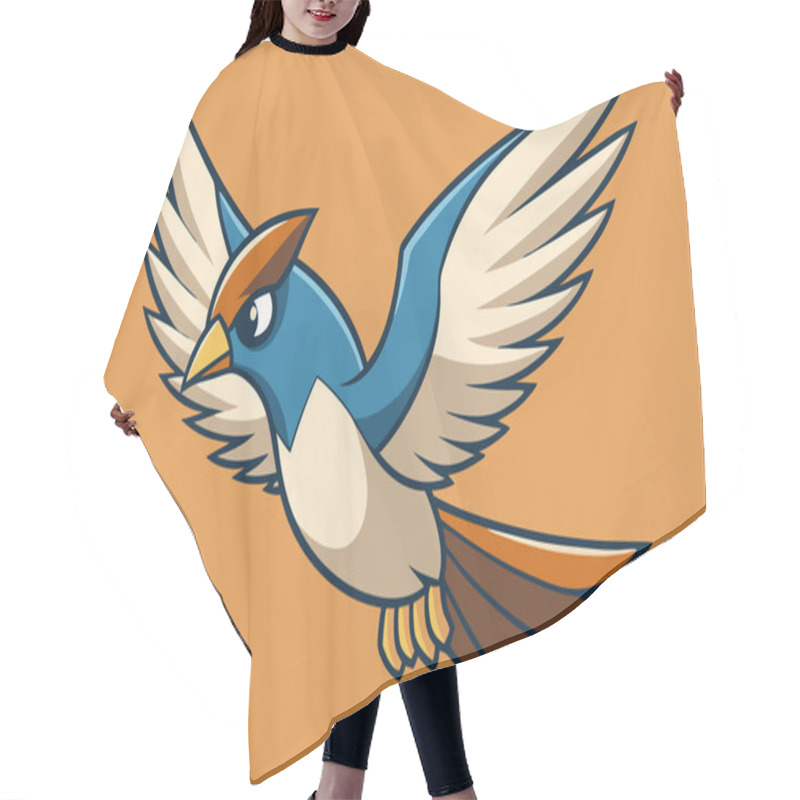 Personality  Stylized Flying Bird Illustration Highlighting Freedom And Grace Hair Cutting Cape