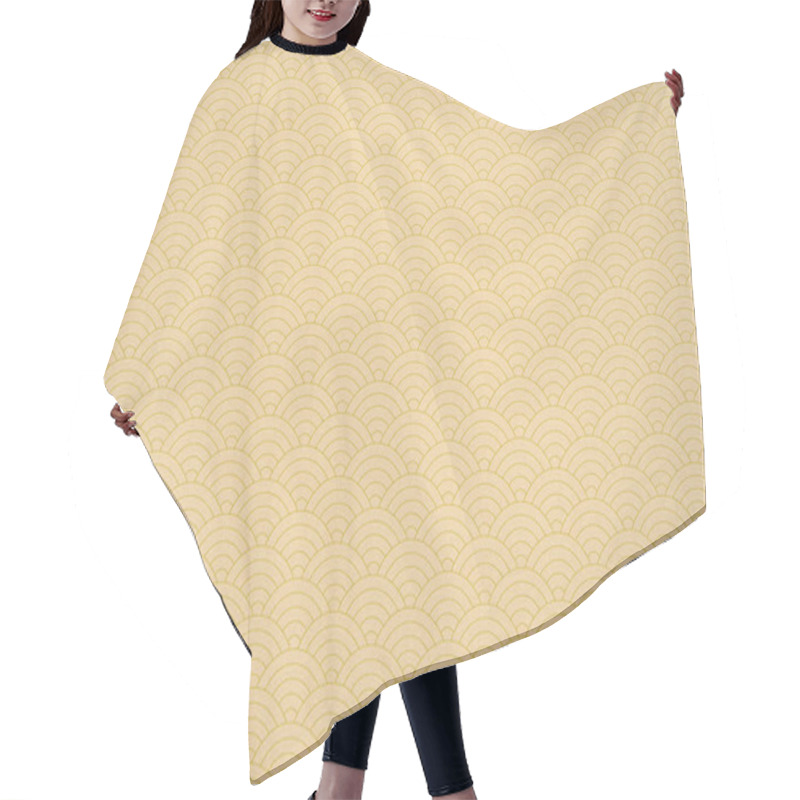 Personality  Traditional Seigaiha Wave Gold And Beige Paper Background Hair Cutting Cape