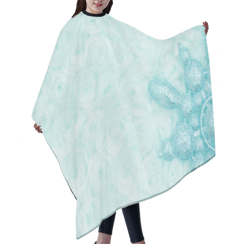 Personality  Pale Teal Snowflake On Swirl Plush Fabric Background With Muted Mix Of Shades To Provide Copy-space For Your Message Hair Cutting Cape