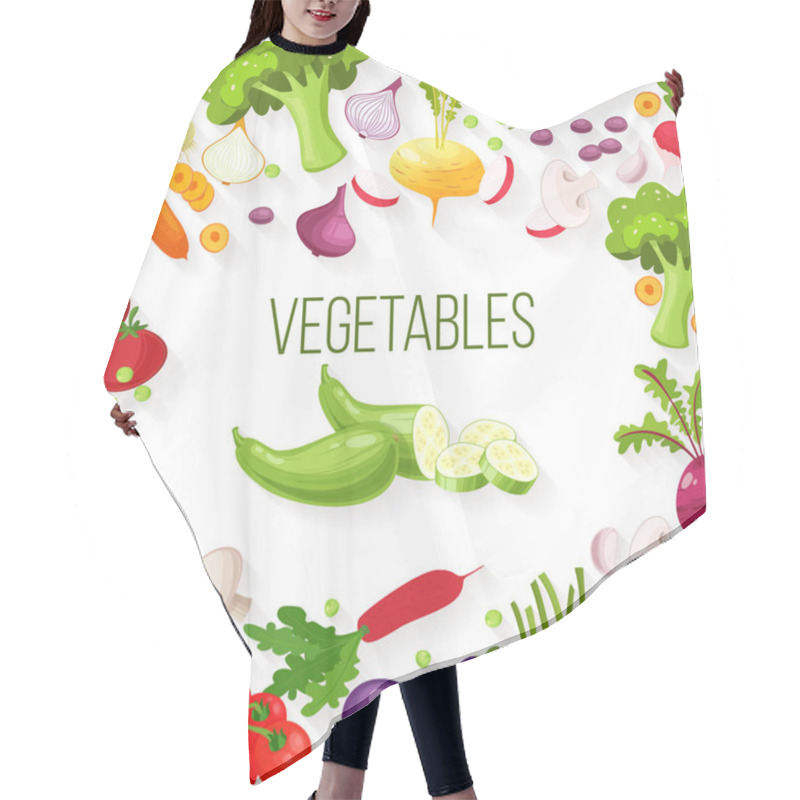 Personality  Vector Frame Of Fresh Vegetables For Your Design Hair Cutting Cape