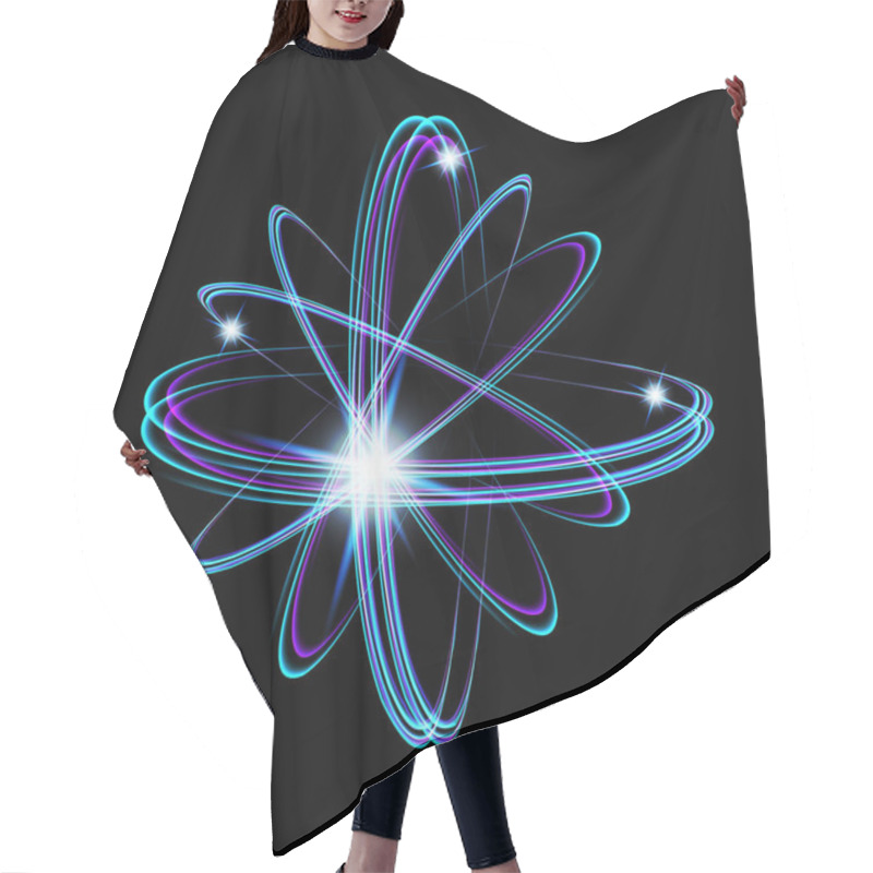 Personality  Shining Neon Lights Atom Model. Hair Cutting Cape