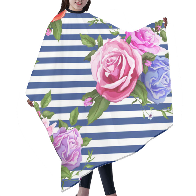 Personality  Vector Rose Flower Floral Seamless Pattern Hair Cutting Cape