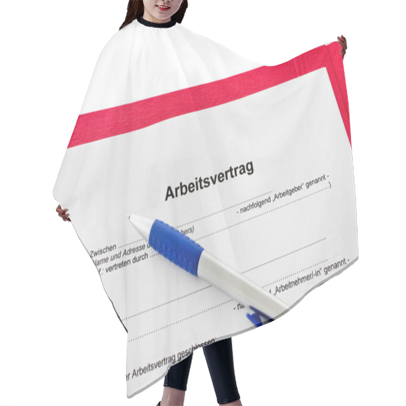 Personality  German Employment Contract Background Close-up Hair Cutting Cape