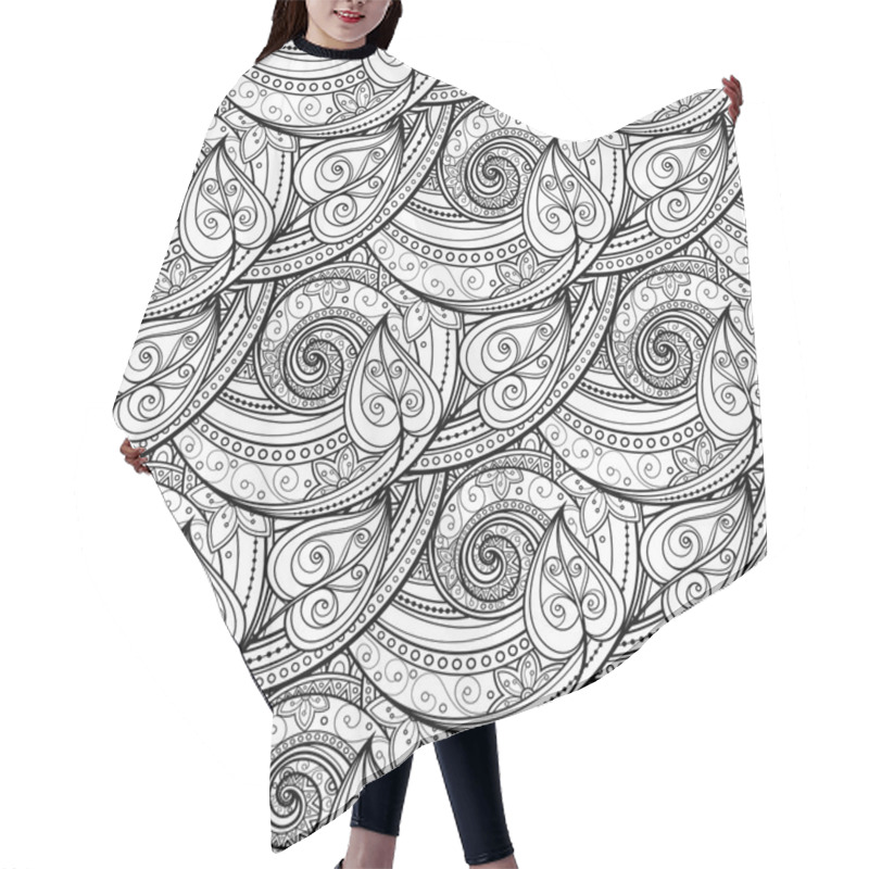 Personality  Seamless Monochrome Floral Pattern Hair Cutting Cape