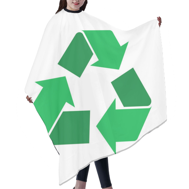 Personality  Green Recycle Sign, Icon, Symbol On White Background. Triangular Eco Recycle Logo. Arrows Representing Recycling Materials. Sorting Waste,ecological, Concept. Vector Illustration, Flat Style, Clip Art Hair Cutting Cape