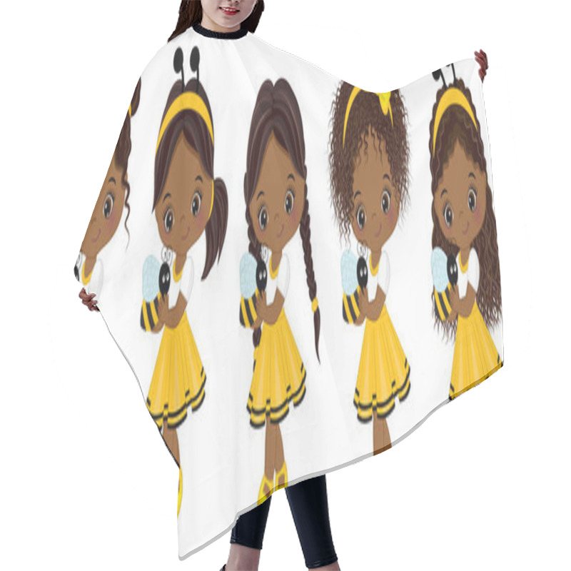 Personality  Vector Cute Little African American Girls With Various Hairstyles Hair Cutting Cape