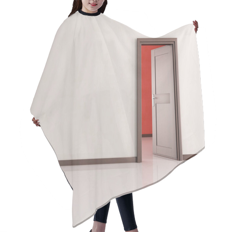 Personality  White Empty Room With Open Wooden Door - Rendering Hair Cutting Cape