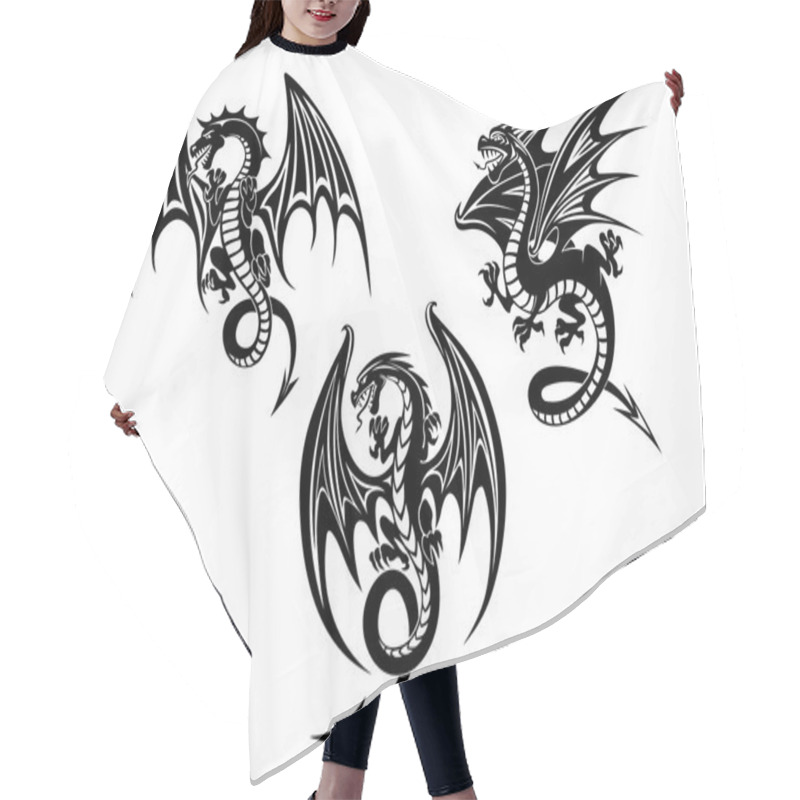 Personality  Dragons With Outstretched Wings Tattoo Design Hair Cutting Cape