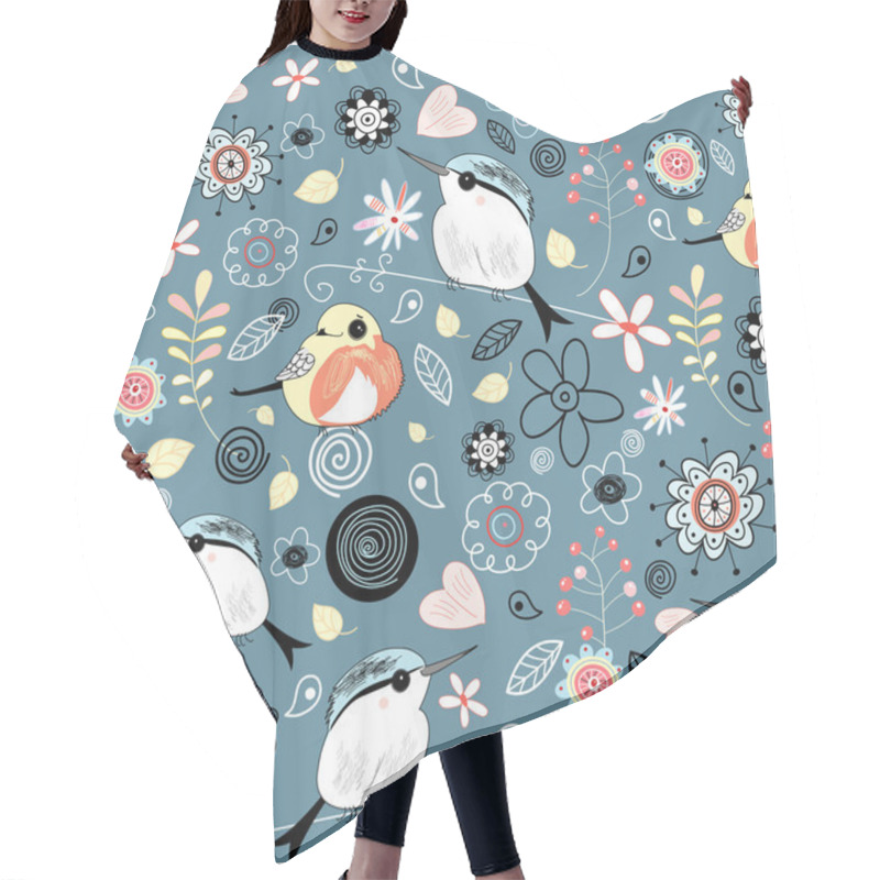 Personality  Floral Pattern With Birds Hair Cutting Cape