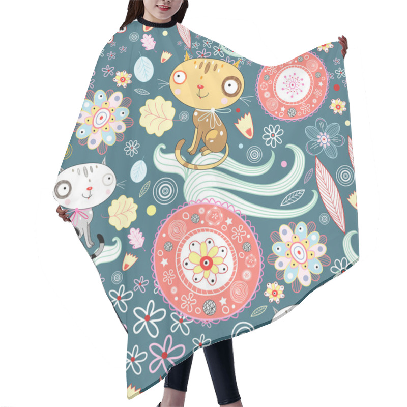 Personality  Flower Texture With Cats Hair Cutting Cape