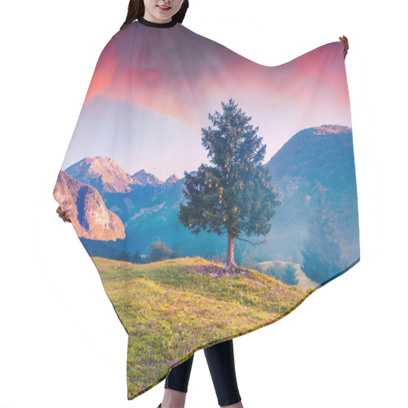 Personality  Lonely Pine In Foggy Summer Mountains Hair Cutting Cape